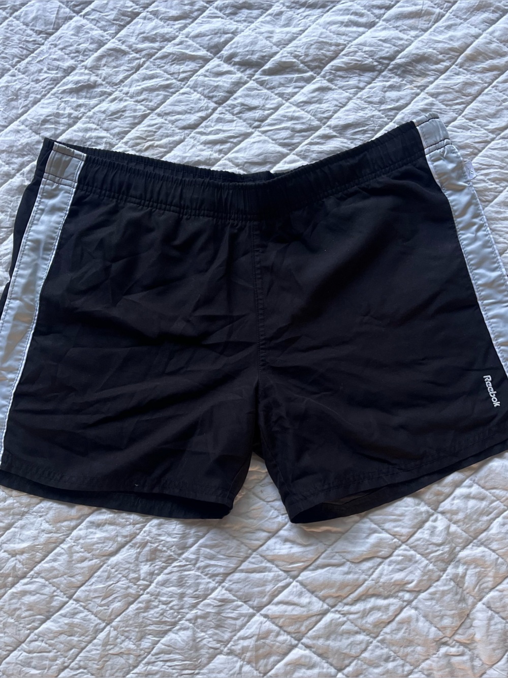 Reebok Men’s Black Swim Shorts with White Side Panels